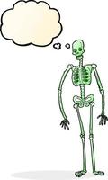 cartoon spooky skeleton with thought bubble vector