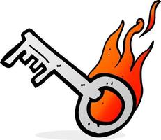 cartoon flaming key vector