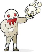 cartoon zombie holding a skull vector