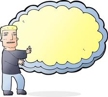 caricatura, hombre, presentación, texto, espacio, nube vector