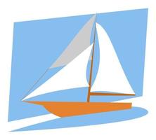 sailboat icon illustration. blue background. vehicle, sea, pirate themes, etc. flat vector style