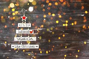 Christmas decorative wooden garland with text photo