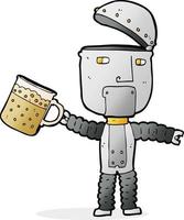 cartoon robot drinking beer vector