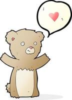 oso de peluche de dibujos animados con corazón de amor vector