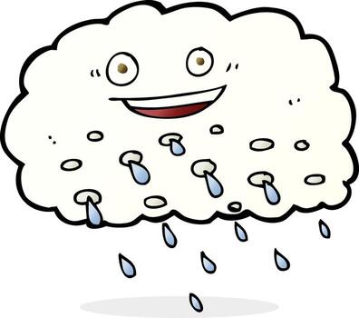 nube de lluvia feliz de dibujos animados vector