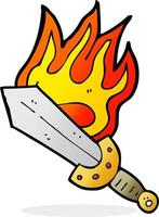 cartoon flaming sword vector