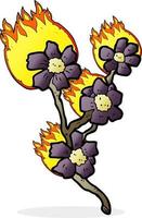 cartoon burning flowers vector