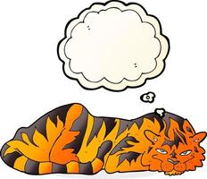 cartoon resting tiger with thought bubble vector