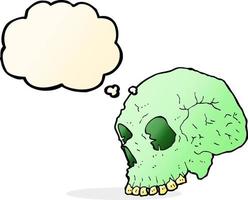 cartoon spooky skull with thought bubble vector