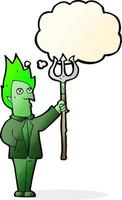 cartoon devil with pitchfork with thought bubble vector