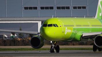 NOVOSIBIRSK, RUSSIAN FEDERATION JUNE 17, 2020 - S7 Airlines Airbus A321 VP BPC taxiing to start position before departure. Tolmachevo Airport, Novosibirsk. video