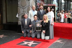 vLOS ANGELES, JUL 1 - Michael Douglas, Adam Scott, Paul Rudd, Chamber Officials at the Paul Rudd Hollywood Walk of Fame Star Ceremony at the El Capitan Theater Sidewalk on July 1, 2015 in Los Angeles, CA photo