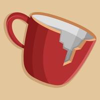 broken cup flat vector design