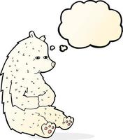 cute cartoon polar bear with thought bubble vector