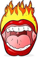 cartoon flaming mouth symbol vector