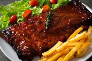 grilled and barbecue ribs pork photo