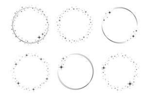 Star circle frame set. Wreath round vector