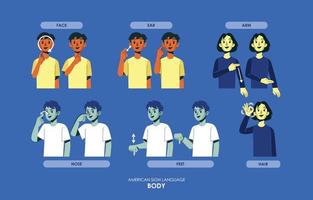 American Sign Language Body Part Set vector