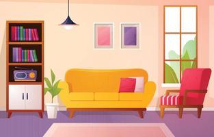 Retro Style Living Room Interior vector