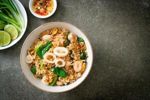 Fried rice with squid or octopus photo