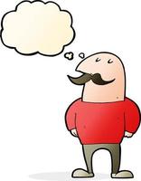 cartoon bald man with mustache with thought bubble vector