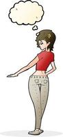 cartoon pretty girl in jeans and tee with thought bubble vector