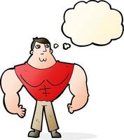 cartoon body builder with thought bubble vector
