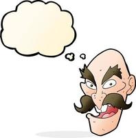 cartoon evil old man face with thought bubble vector