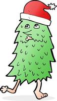 cartoon christmas tree dancing vector