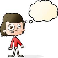 cartoon worried boy with thought bubble vector