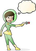cartoon sci fi girl with thought bubble vector