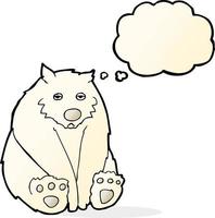 cartoon unhappy polar bear with thought bubble vector