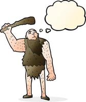 neandertal de dibujos animados con burbuja de pensamiento vector