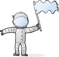 cartoon astronaut with flag vector