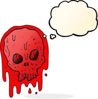 cartoon bloody skull with thought bubble vector