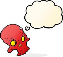 cartoon spooky skull with thought bubble vector