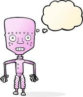 funny cartoon robot with thought bubble vector