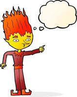 fire spirit cartoon with thought bubble vector