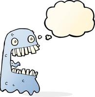 cartoon gross ghost with thought bubble vector