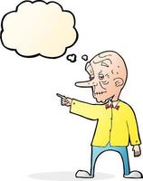 cartoon old man pointing with thought bubble vector