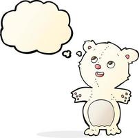 cartoon happy little polar bear with thought bubble vector