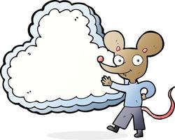 cartoon mouse with cloud text space vector