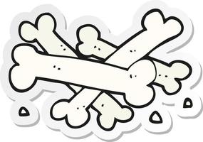 sticker of a cartoon pile of bones vector