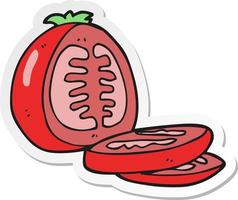 sticker of a cartoon sliced tomato vector