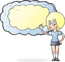 cartoon woman with cloud text space vector