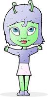 cartoon alien girl vector