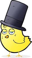 cartoon bird in top hat vector