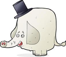 cartoon elephant in top hat vector