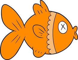 flat color style cartoon goldfish vector