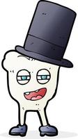 cartoon tooth with top hat vector